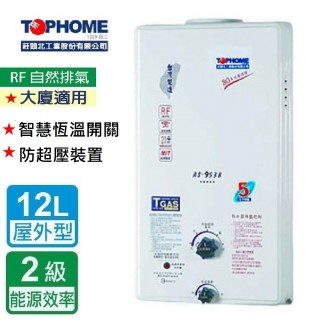 【TOPHOME 莊頭北工業】屋外型12公升 自然排氣型熱水器(AS-9538 含基本安裝)