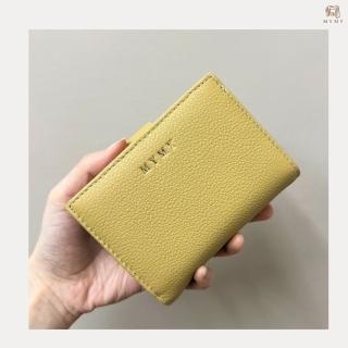 【MYMY】真皮 優雅細緻 荔枝紋牛皮短夾 檸檬黃(牛皮/短夾/錢包/零錢/多色任選)