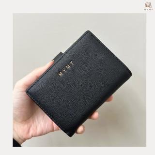 【MYMY】真皮 優雅細緻 荔枝紋牛皮短夾 經典黑(牛皮/短夾/錢包/零錢/多色任選)