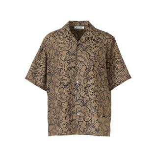 【Onitsuka Tiger】Onitsuka Tiger鬼塚虎-圖騰設計棕色短袖襯衫(2181B047-200)