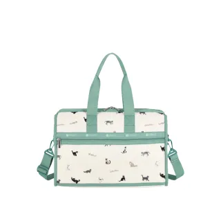 【Lesportsac】輕量材質 奢華中型旅行袋(4318 貓咪樂園)