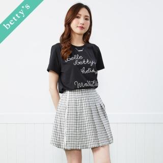 【betty’s 貝蒂思】格紋百褶鬆緊腰前裙後褲(共二色)