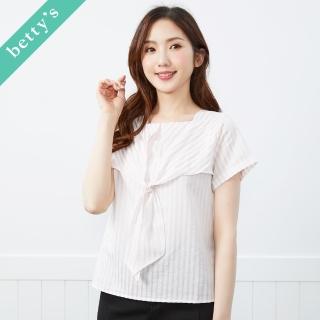【betty’s 貝蒂思】條紋短袖前打結上衣(共二色)