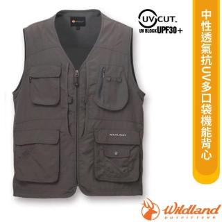 【Wildland 荒野】男女 中性透氣抗UV多口袋機能背心.工作背心(W1716-64 深卡灰)