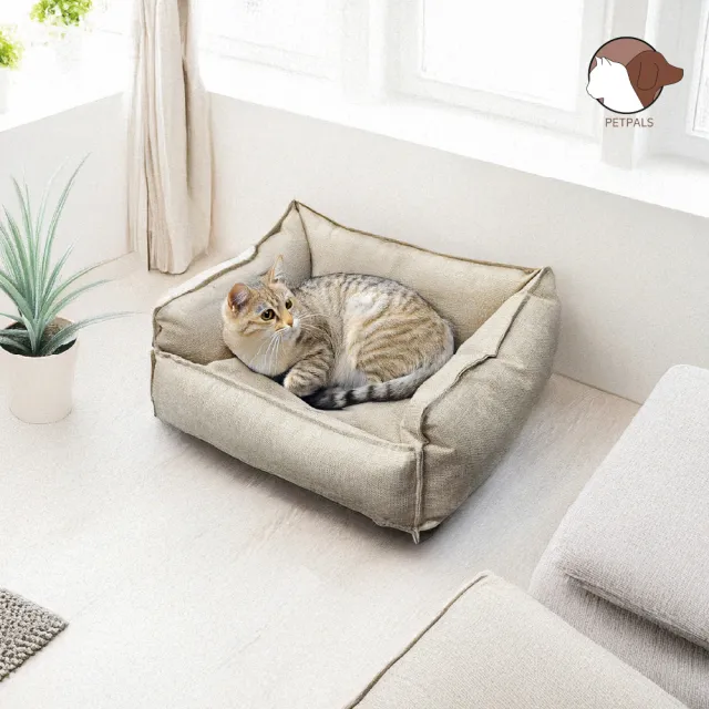 【Petpals】灰韻緹花│米韻麻布寵物床-L(貓跳台/貓窩/貓爬架/貓樹/睡墊/貓抓柱)