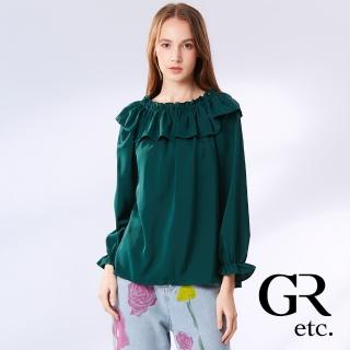 【GLORY21】網路獨賣款-etc.俏麗荷葉鬆緊領口造型上衣(綠色)