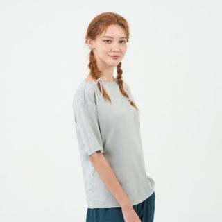 【GIORDANO 佐丹奴】女裝船領短袖上衣(68 石礦灰藍)