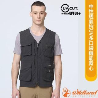 【Wildland 荒野】男女 中性透氣抗UV多口袋機能背心.工作背心(W1716-96 深鐵灰)