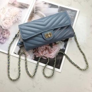 【LEESA】小香錢包\羊皮錢包\包包\錢包\斜揹包\長夾\真皮錢包\山型紋錢包\招財錢包\鍊條包\斜背錢包