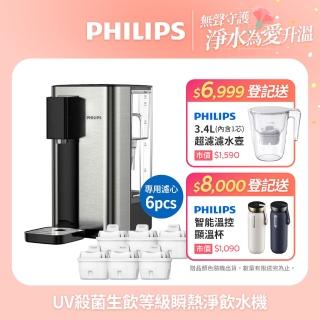 【Philips 飛利浦】UV殺菌生飲等級瞬熱淨飲水機ADD5906-銀小淨(內附軟水濾心)