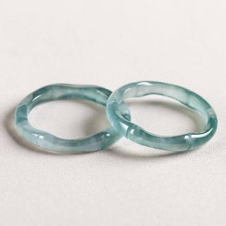 【MoonDy】戒指 指環 玉石 玉戒指 冰種玉 天然翡翠 藍水竹節 節節高升 翡翠戒指 頂級翡翠 男女通用