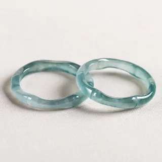 【MoonDy】戒指 指環 玉石 玉戒指 冰種玉 天然翡翠 藍水竹節 節節高升 翡翠戒指 頂級翡翠 