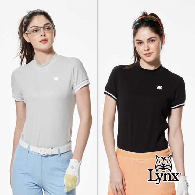 【Lynx Golf】首爾高桿風格！女款合身吸排彈性舒適兩袖造型山貓膠標短袖圓領POLO衫/高爾夫球衫(二色)
