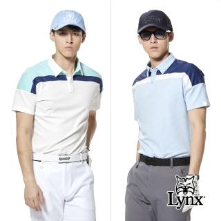 【Lynx Golf】首爾高桿風格！男款合身版吸排機能剪裁造型透明膠印設計短袖POLO衫/高爾夫球衫(二色)