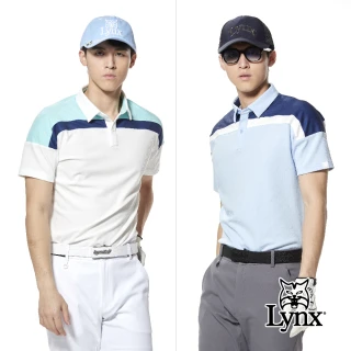 【Lynx Golf】首爾高桿風格！男款合身版吸排機能剪裁造型透明膠印設計短袖POLO衫/高爾夫球衫(二色)