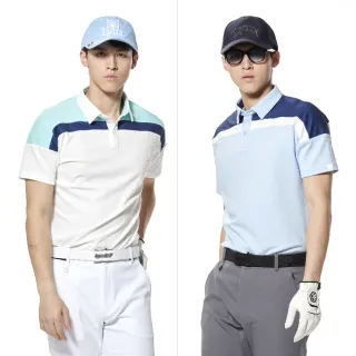【Lynx Golf】首爾高桿風格！男款合身版吸排機能剪裁造型透明膠印設計短袖POLO衫/高爾夫球衫(二色)