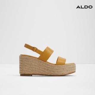 【ALDO】KEONI-簡約麻花編織楔型設計厚底涼鞋-女鞋(深黃色)