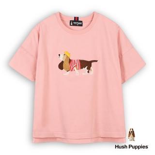 【Hush Puppies】女裝 T恤 素色法式休閒狗寬版T恤(淺粉紅 / 53211108)