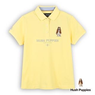 【Hush Puppies】女裝 POLO衫 簡約英文刺繡狗短袖POLO衫(淺黃 / 53201102)