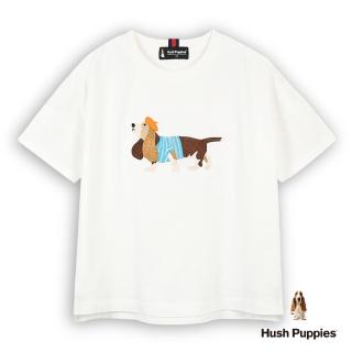 【Hush Puppies】女裝 T恤 素色法式休閒狗寬版T恤(白色 / 53211108)