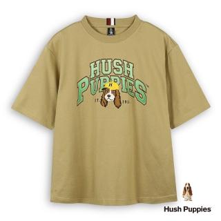 【Hush Puppies】男裝 T恤 美式風印花棒球帽狗寬版T恤(深卡其 / 53111202)