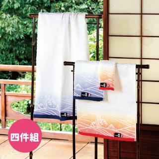 【Marushin 丸真】北齋浮世繪典藏今治毛巾超值四件組(毛巾X2+洗臉巾X2)