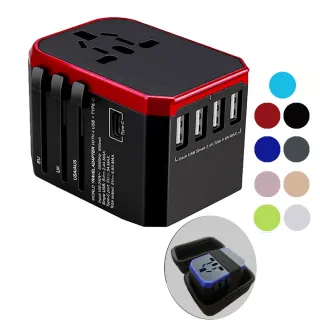 【Creator】旅行萬用轉接頭 萬國插頭 5.6A 快充 4USB孔 TYPE-C 全球通用(旅行萬國插座 送保護殼)