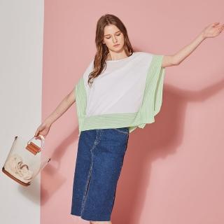 【ICHE 衣哲】輕時尚蝴蝶寬袖針織顯瘦造型上衣-兩色-草木綠