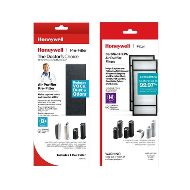 【美國Honeywell】適用HPA-162WTW一年份專用濾網組(HEPA濾網HRF-HX2-AP+活性碳CZ除臭濾網HRF-B1 x4)