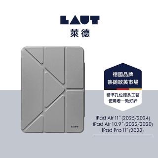 【LAUT 萊德】iPad Air 11（2024-2025）/10.9吋透明背板多角度保護殼-灰(適用M2/M3 平板殼)