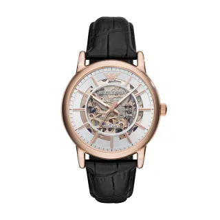 【EMPORIO ARMANI 官方直營】Luigi 質感鏤空機械錶 真皮錶帶手錶 43MM AR60007【618 限定價】