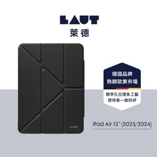 【LAUT 萊德】iPad Air 13吋 （2024-2025） 透明背板多角度保護殼-黑(適用M2/M3 平板殼)