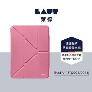 【LAUT 萊德】iPad Air 13吋（2024-2025）透明背板多角度保護殼-桃紅(適用M2/M3 平板殼)