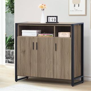 【BODEN】艾南3.9尺工業風三門鞋櫃(灰橡色)