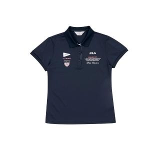 【FILA官方直營】女 吸濕排汗 短袖POLO衫-丈青(5POZ-1744-NV)