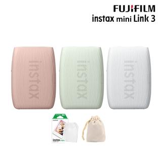【FUJIFILM 富士】instax mini Link3 手機印相機 原廠公司貨(10張底片束口袋透明保護套20入組合)