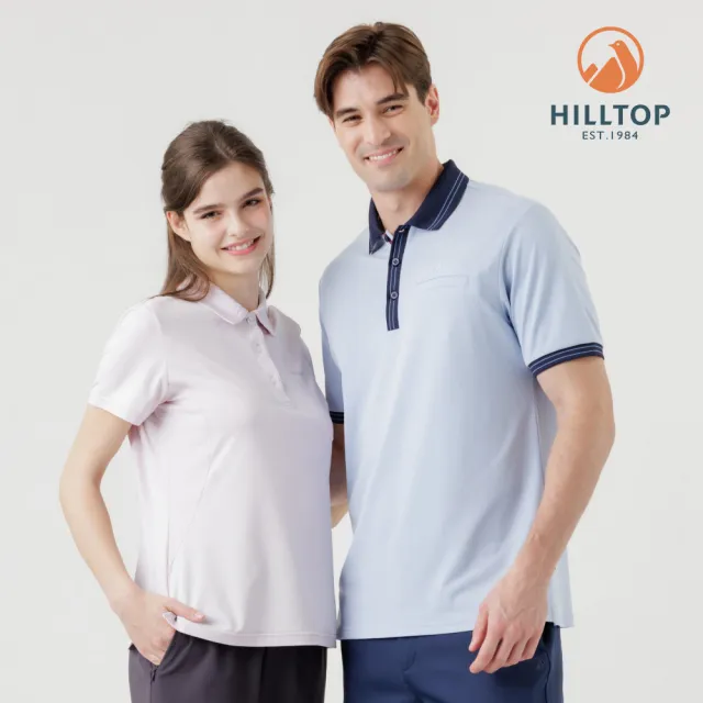 【Hilltop 山頂鳥】Polygiene抗菌抗UV吸濕快乾施華洛世奇燙鑽POLO衫 女款  淺粉｜PS14XFL1ECF0