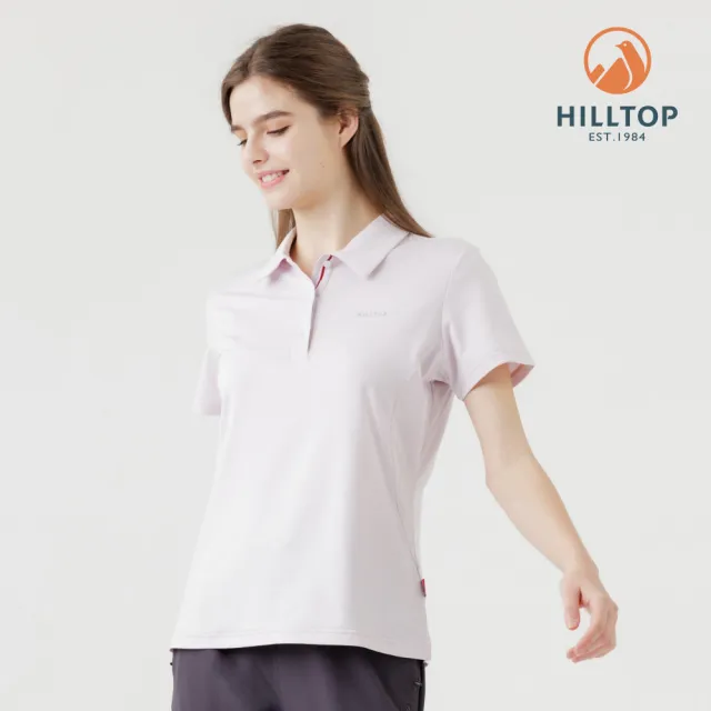 【Hilltop 山頂鳥】Polygiene抗菌抗UV吸濕快乾施華洛世奇燙鑽POLO衫 女款  淺粉｜PS14XFL1ECF0