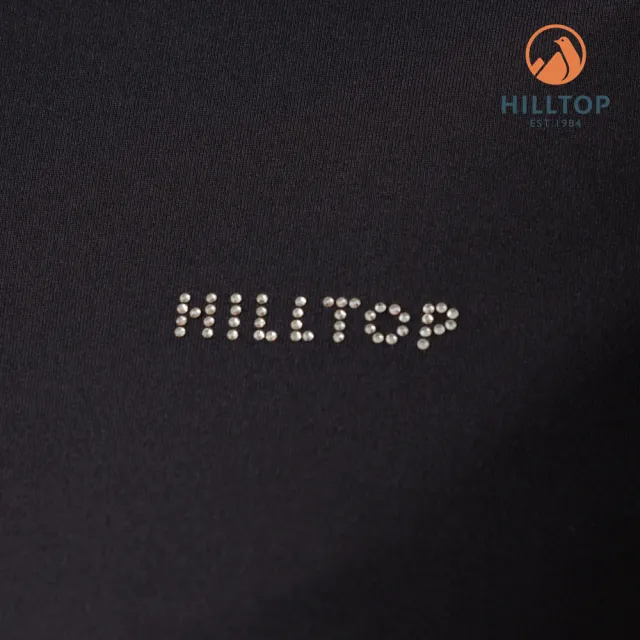 【Hilltop 山頂鳥】Polygiene抗菌抗UV吸濕快乾施華洛世奇燙鑽POLO衫 女款 黑｜PS14XFL1ECA0