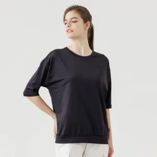 【Hilltop 山頂鳥】ZISOFIT Polygiene抗菌抗UV吸濕快乾五分袖T恤 女款 黑｜PS04XFN1ECA0