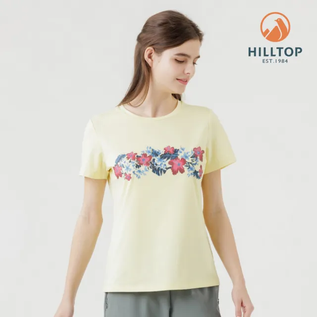 【Hilltop 山頂鳥】ZISOFIT Polygiene抗菌抗UV吸濕快乾印花彈性T恤 女款 黃｜PS04XFN0ECI0