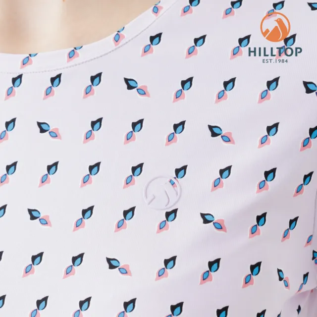 【Hilltop 山頂鳥】Polygiene抗菌抗UV吸濕快乾印花彈性T恤 女款 粉底小花｜PS04XFN3ECFZ