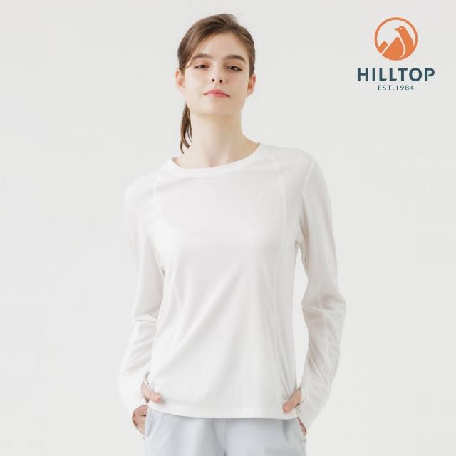 【Hilltop 山頂鳥】POLARTEC抗菌吸濕快乾輕量長袖針織上衣 女款 白｜PS15XF39ECB0