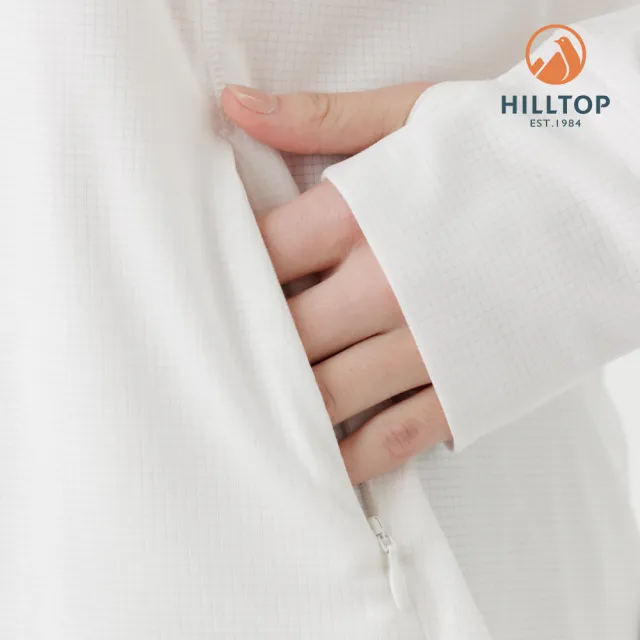 【Hilltop 山頂鳥】POLARTEC抗菌吸濕快乾輕量長袖針織上衣 女款 白｜PS15XF39ECB0