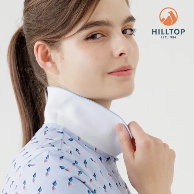 【Hilltop 山頂鳥】Polygiene抗菌抗UV吸濕快乾印花POLO衫 女款 藍｜PS14XFL2ECEZ
