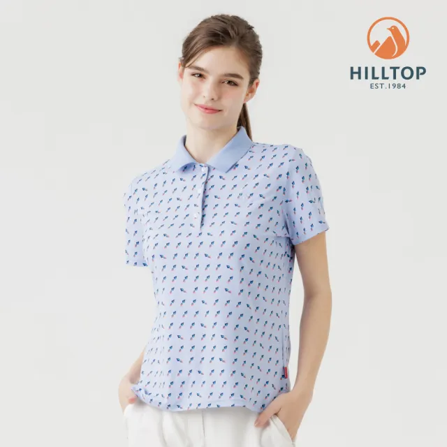 【Hilltop 山頂鳥】Polygiene抗菌抗UV吸濕快乾印花POLO衫 女款 藍|PS14XFL2ECEZ
