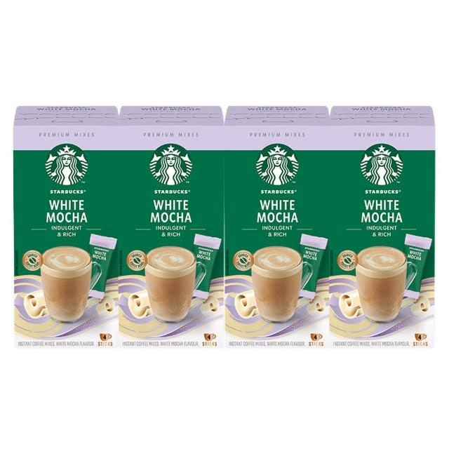 【STARBUCKS 星巴克】特選系列-即溶咖啡4盒組(白雪摩卡/焦糖/香草/摩卡；共16入)