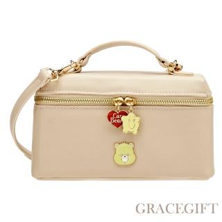 【Grace Gift】Care Bears-幽默小熊2way手提斜背小方包(米杏)