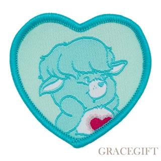 【Grace Gift】Care Bears-溫柔小羊愛心電繡織嘜布章(藍綠)