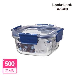 【LocknLock 樂扣樂扣】頂級透明耐熱玻璃保鮮盒 500ml/正方形